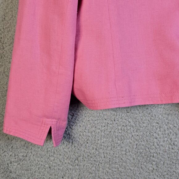 Talbots Womens Blazer 10 Pink Linen Open Classic Work Career Lined Pockets - Picture 13 of 16